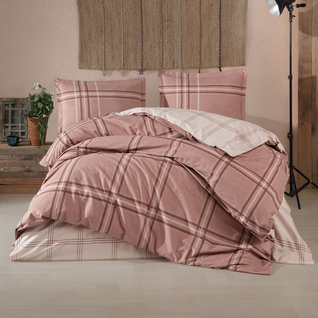 Lenjerie de pat deluxe, din bumbac ranforce 100%, model "Andorra", cu imprimeu, din 4 piese