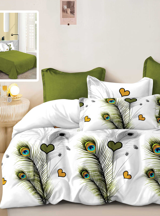 Lenjerie de pat, din bumbac finet, model "Azalea", cu imprimeu, din 6 piese