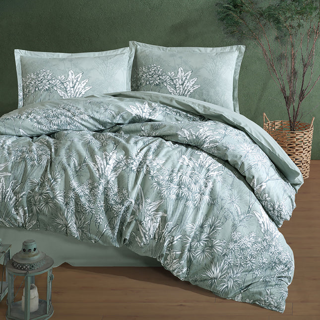 Lenjerie de pat, din bumbac ranforce 100%, model "Amalfi", cu imprimeu, din 4 piese, Double Size (două persoane)
