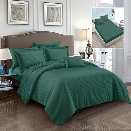 Lenjerie de pat damasc, din 6 piese, cu cearsaf cu elastic, 6DPH6, Verde