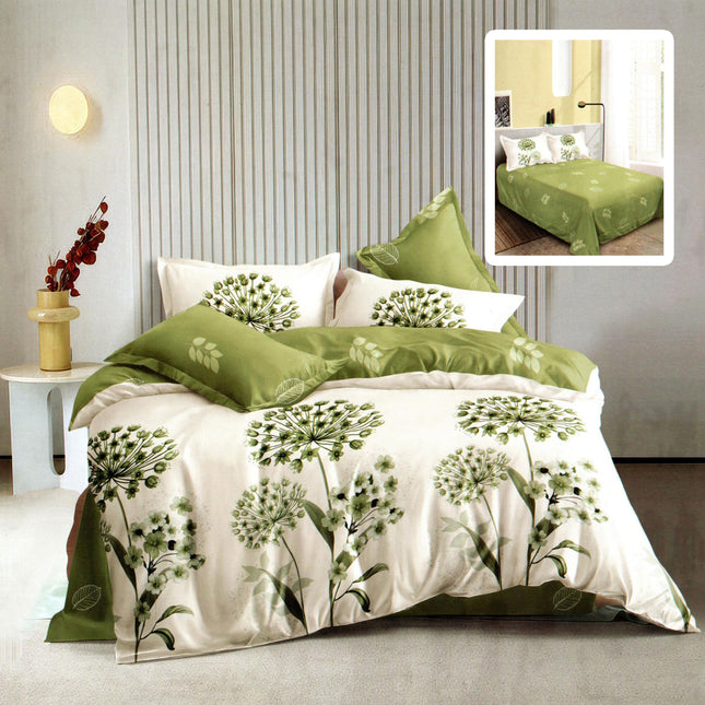 Lenjerie de pat, din bumbac finet, model "Camelia", cu imprimeu, din 6 piese