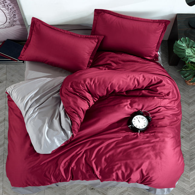 Lenjerie de pat, din bumbac ranforce 100%, model "Portofino", cu imprimeu, din 4 piese, Double Size (două persoane)