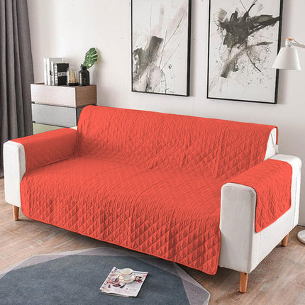 Cuvertura matlasata pentru canapele, 3 locuri, cu doua fete, Coral, 100% poliester (microfibra)