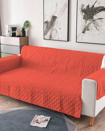 Cuvertura matlasata pentru canapele, 3 locuri, cu doua fete, Coral, 100% poliester (microfibra)