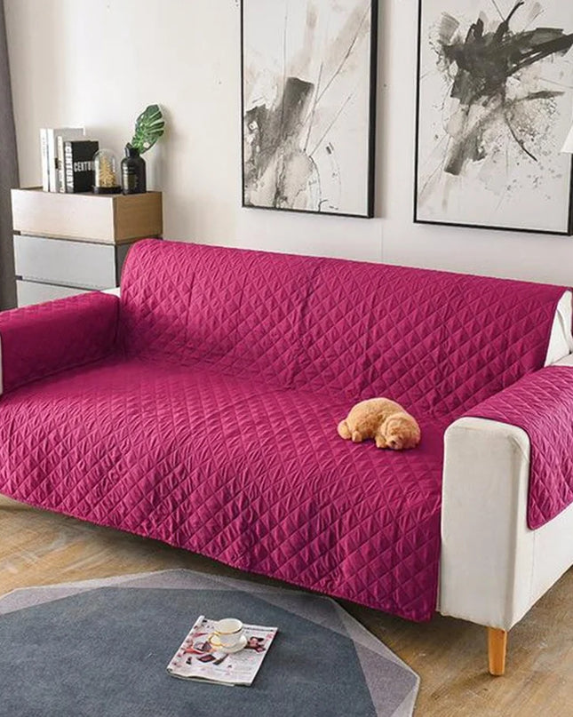 Cuvertura matlasata pentru canapele, 2 locuri, cu doua fete, Mov, 100% poliester (microfibra)