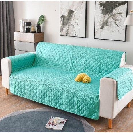 Cuvertura matlasata pentru canapele, 3 locuri, cu doua fete, Menta, 100% poliester (microfibra)
