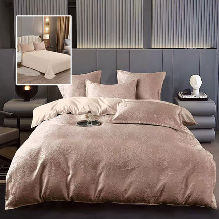 Lenjerie de pat Jaquard, din 6 piese, King Size, cutie cadou, 70% bumbac, 30% policoton