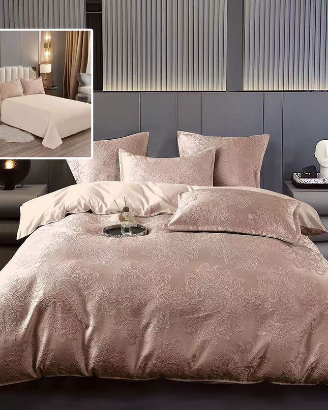 Lenjerie de pat Jaquard, din 6 piese, King Size, cutie cadou, 70% bumbac, 30% policoton