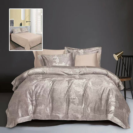 Lenjerie de pat Jaquard, din 6 piese, King Size, cutie cadou, 70% bumbac, 30% policoton