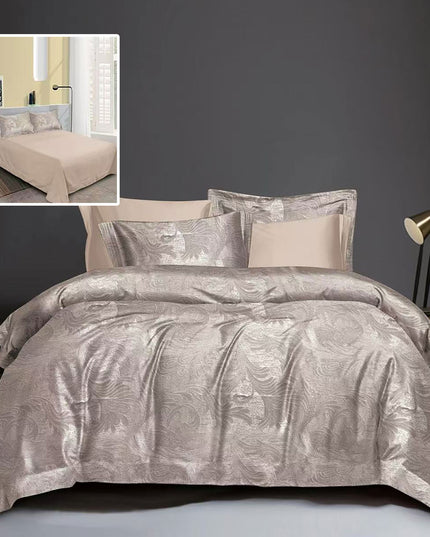 Lenjerie de pat Jaquard, din 6 piese, King Size, cutie cadou, 70% bumbac, 30% policoton