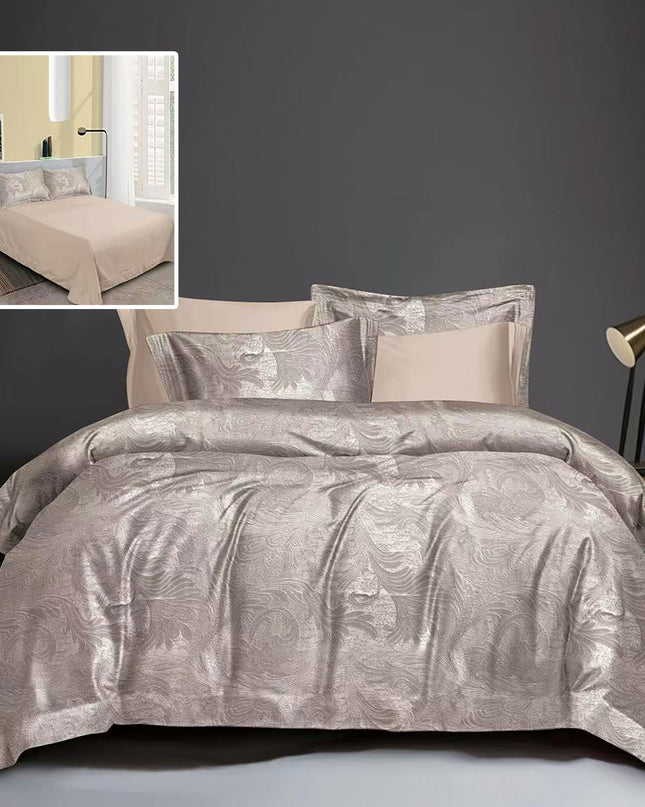 Lenjerie de pat Jaquard, din 6 piese, King Size, cutie cadou, 70% bumbac, 30% policoton