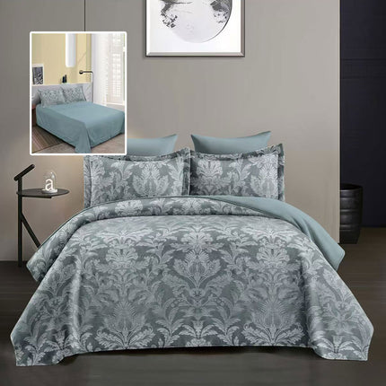 Lenjerie de pat Jaquard, din 6 piese, King Size, cutie cadou, 70% bumbac, 30% policoton