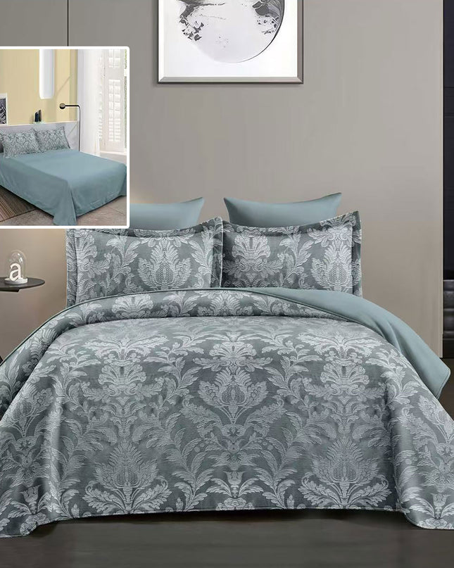 Lenjerie de pat Jaquard, din 6 piese, King Size, cutie cadou, 70% bumbac, 30% policoton