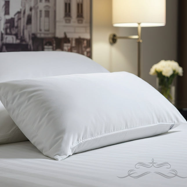 Pernă pentru horeca, țesătură percalle din 80% bumbac și 20% poliester, umplută cu fibre de poliester