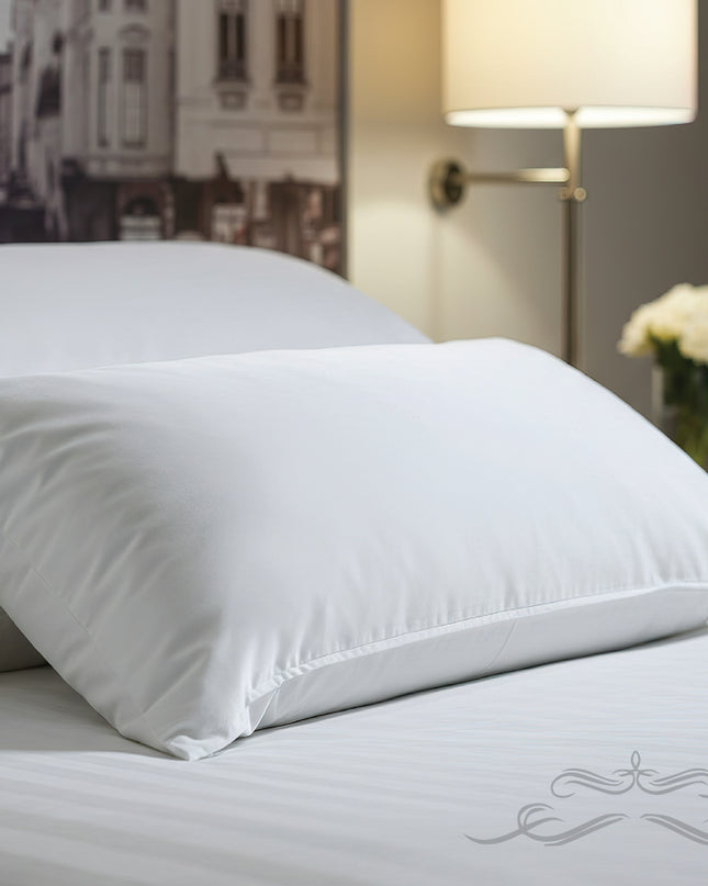 Pernă pentru horeca, țesătură percalle din 80% bumbac și 20% poliester, umplută cu fibre de poliester