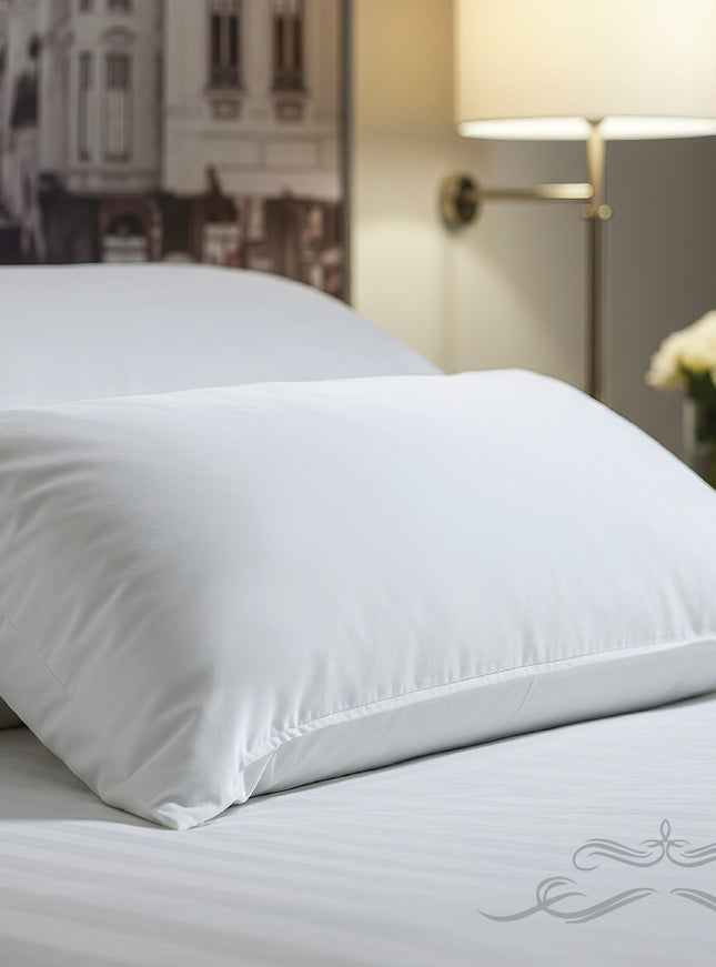 Pernă pentru horeca, țesătură percalle din 80% bumbac și 20% poliester, umplută cu fibre de poliester